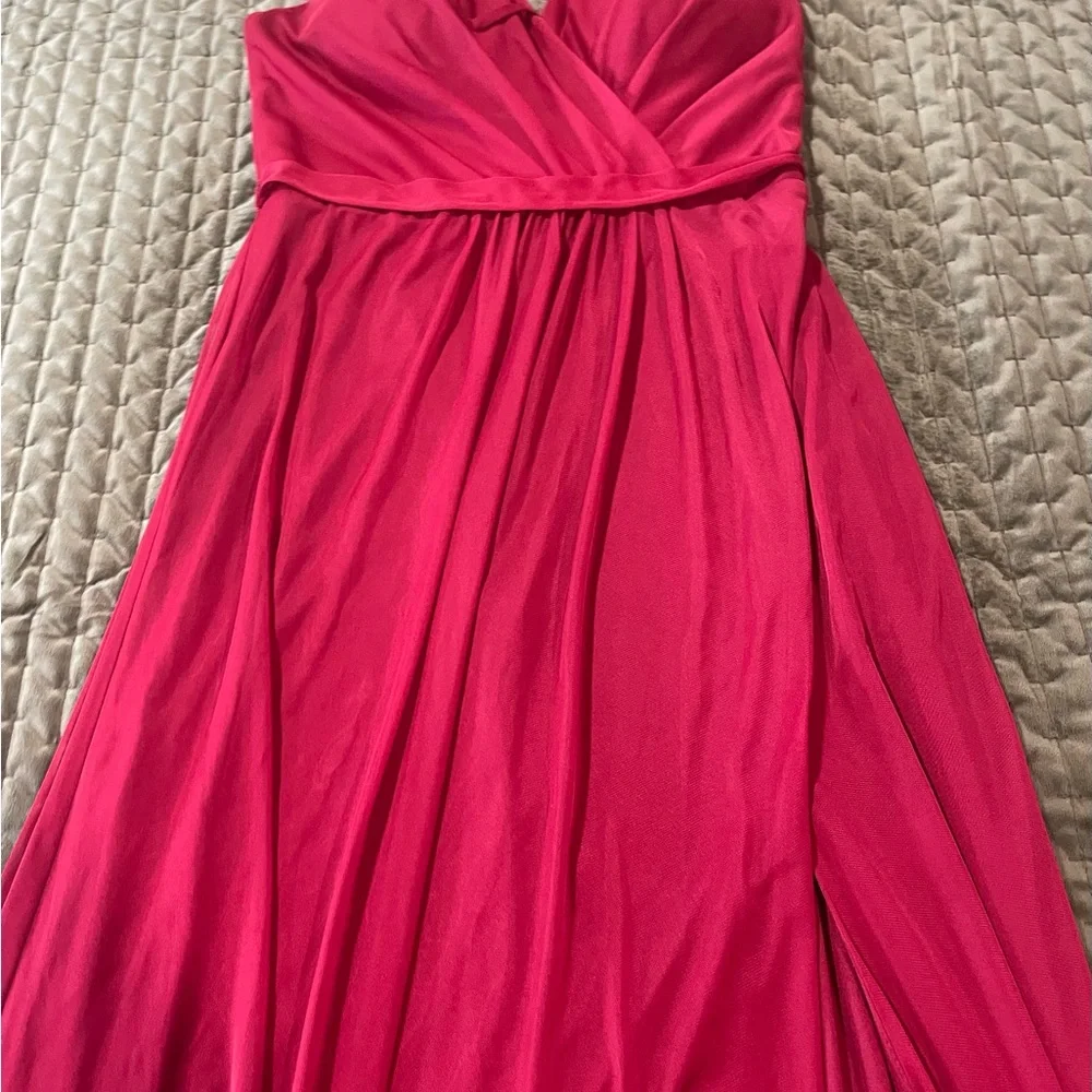 Azazie burgundy maroon maxi‎ dress spaghetti straps size 8A wedding bridesmaid